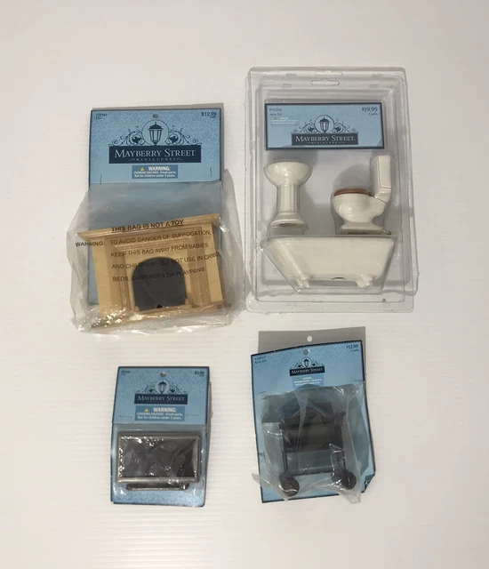 Dollhouse Miniatures Fireplace Grill TV Bathroom Accessories Mayberry Street