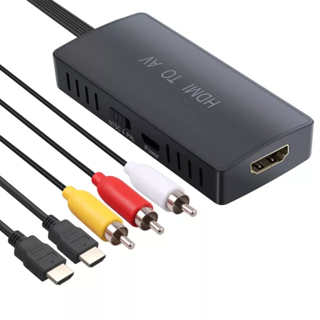 HDMI zu auf 3RCA Audio Video AV Kabel Chinch Stecker Konverter Adapter NTSC/PAL