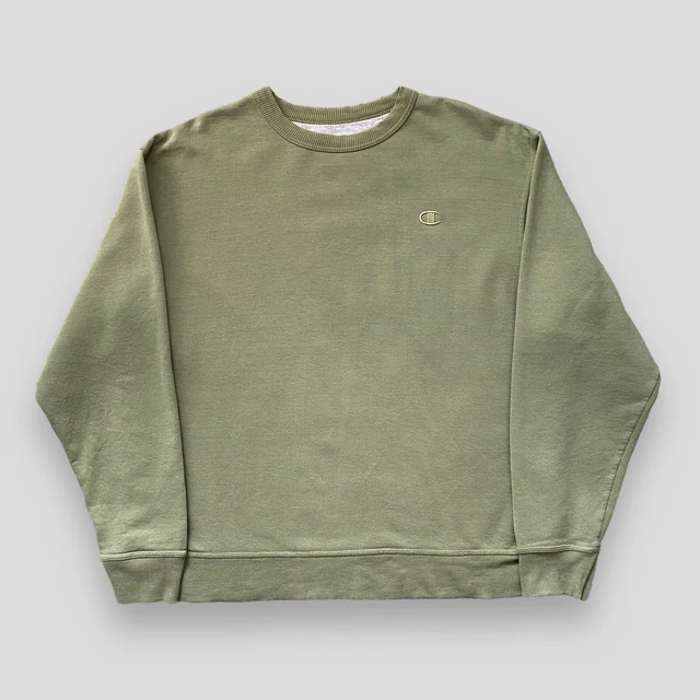 Felpa verde Champion piccolo logo ricamato, taglia XL