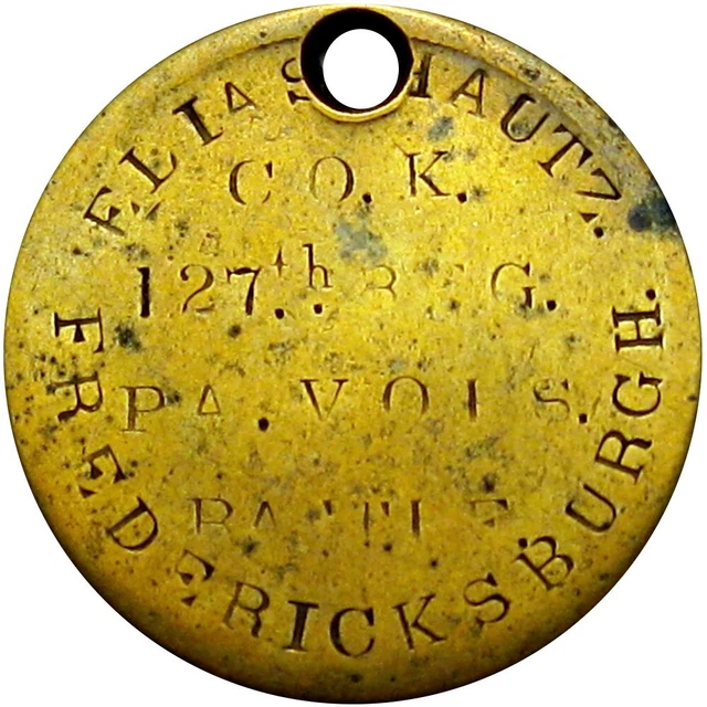 127th Pennsylvania Civil War Soldier ID Dog Tag Wounded At Fredericksburg