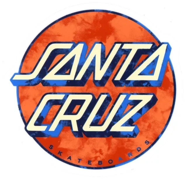Santa Cruz Skateboard Sticker Weiß Blau Orange Transparent 8cm Gestanzt