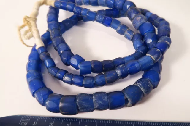 Antike große Glasperlen Böhmen blau transp. FR13 Old Russian Blue Trade Beads