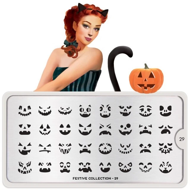 MoYou London Schablone - Festive 29, Halloween, Kürbis, Gesichter
