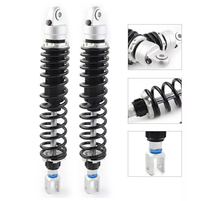 2* 400mm 15.7" Black Moto ATV Air Shock Absorber Damper For Honda Yamaha Suzuki