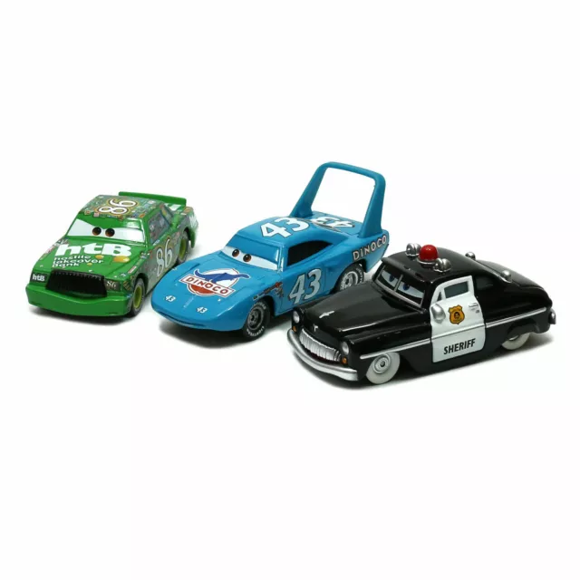 3-Pack Mattel Disney Pixar Cars King Sheriff Chick Hicks 1:55 Diecast Toy Loose