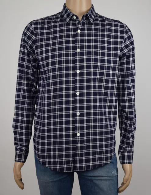 Theory Mens Navy Multi Rammy Check Cotton Button-Down Casual Shirt S