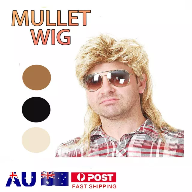 Mullet Wig Hair Costume Party Dress Up 70s 80s Aussie Bogan Rock - Golden Blonde