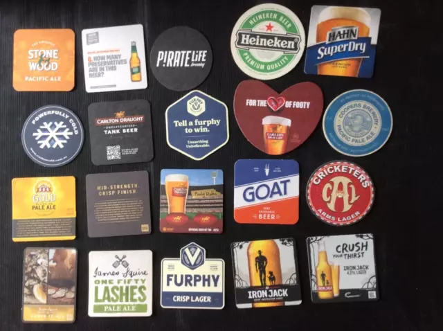 20 Different Australian  Brewery  Beer Coasters all for $3 NEW