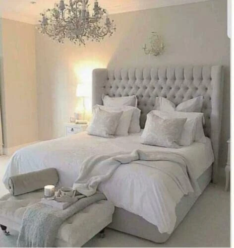 BESPOKE CHESTERFIELD CARTER Winged Bed Frame All Sizes & Colours Naples ...