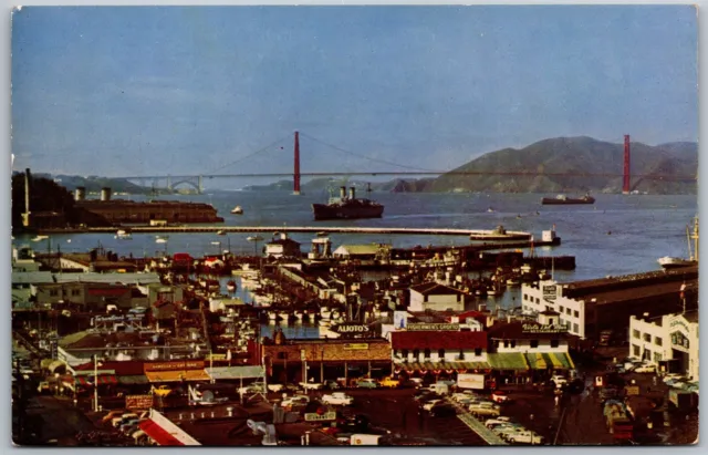 Vtg San Francisco California CA Fishermans Wharf Aerial View 1960s View Postcard