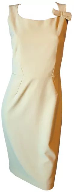 Vestito Donna Abito Elegante Raffinato Fiocco Spalla Tubino Giallo Smanicato  M