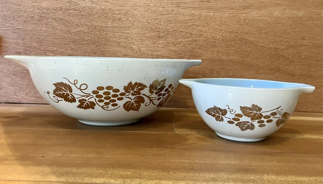 Vintage Pyrex “Golden Grapes” Chip and Dip” Set-Delphite Blue Vintage Pyrex “Golden Grapes” Chip and Dip” Set-Delphite Blue