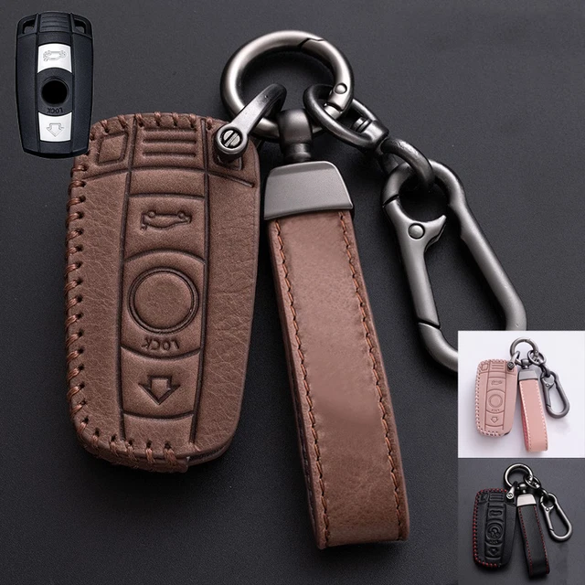 Genuine Leather Car Key Fob Case Cover For BMW 1 3 5 6 7 M5 M6 E90 E92 E60 X3 X5