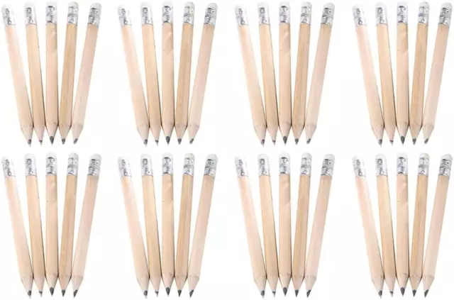 round Golf Pencils 40 Pcs Half Pencils with Eraser,Short Half Pencils Mini Wood