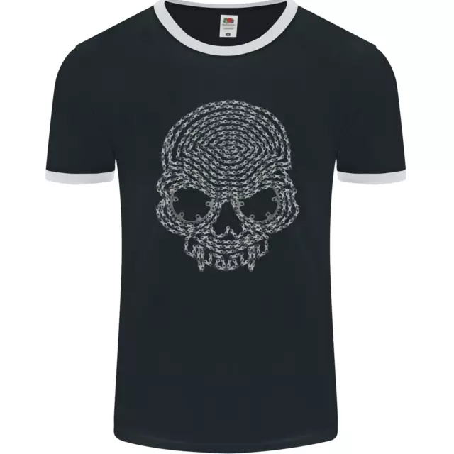 Maglietta Skull of Chains Biker Moto Moto Moto Uomo Ringer FotoL