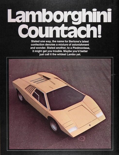 1971 & 1973 LAMBORGHINI COUNTACH Genuine ROAD TEST & PREVIEW ~ FREE SHIPPING!