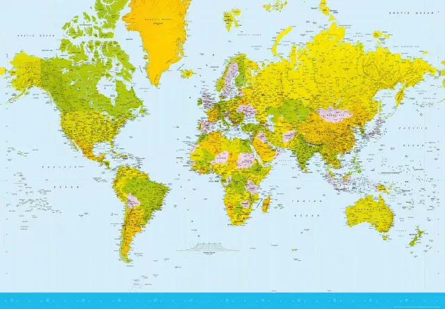 Foto Mural World Mapa Del Mundo 3,66 M X 2,54 M 2