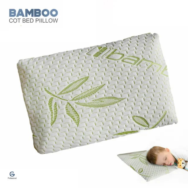 Cot Pillow Kids Bamboo Memory Foam Soft Comfy Baby Toddler 40 cm x 25 cm