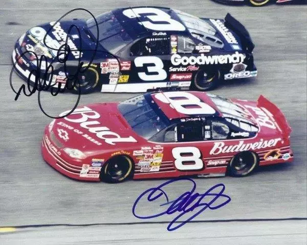 REPRINT - DALE EARNHARDT SR. & JR. Signed Vintage Glossy 8 x 10 Photo Man Cave