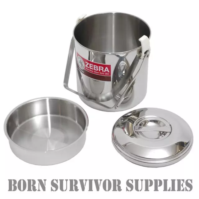 ZEBRA BILLY CAN Loop Handle Stainless Steel Cooking Pot Cans Mess Tin Pan Stove