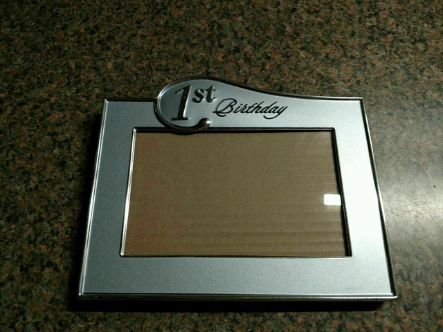 First Birthday Frame Baby Child Toddler Holds 4X6 Photo Decorative Silver Finish