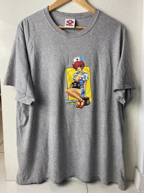 HOOK UPS VINTAGE T-shirt Skateboard Anime Top Naughty Nurse 90s