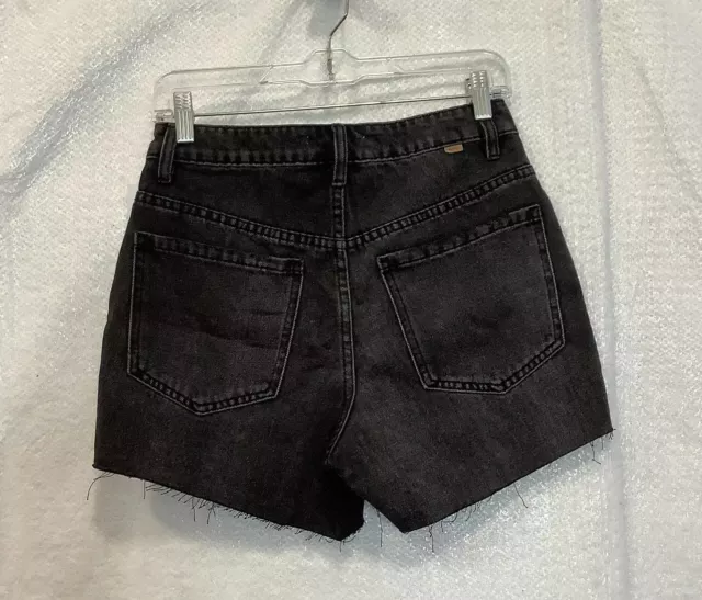 Oneill Womens Killerman Coin Pocket Flat Front Black Denim Cut Off Shorts Sz 27 2
