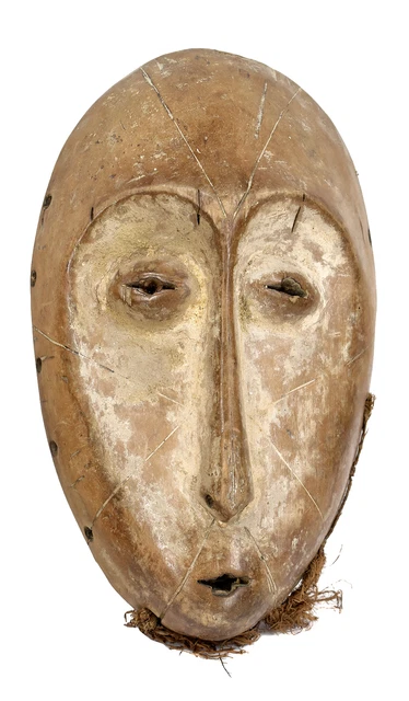 Lega Mask Wood Bearded Congo African Art