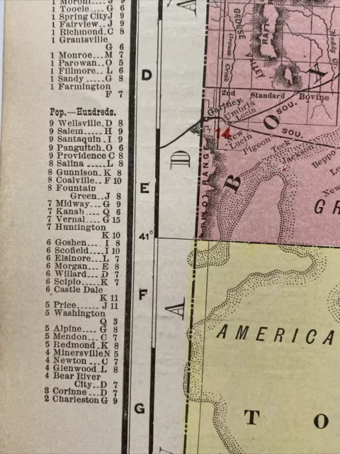 LARGE FORMAT 1905 COLOR Rand McNally Map Atlas Page 246 Railroads Utah ...