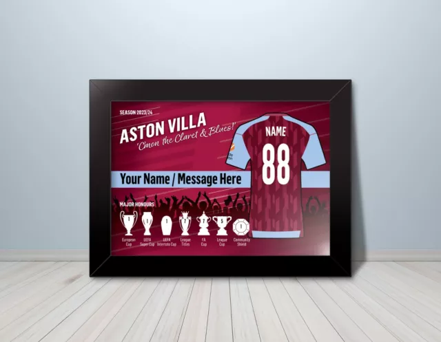 Aston Villa Fan Print - Football Gift, Birthday Gift, Fan Print, Artwork