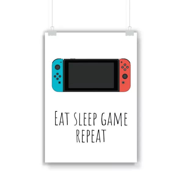 Nintendo Switch Eat Sleep Game Repeat Print, Gaming, Gift, Gamer, Gifts, Poster