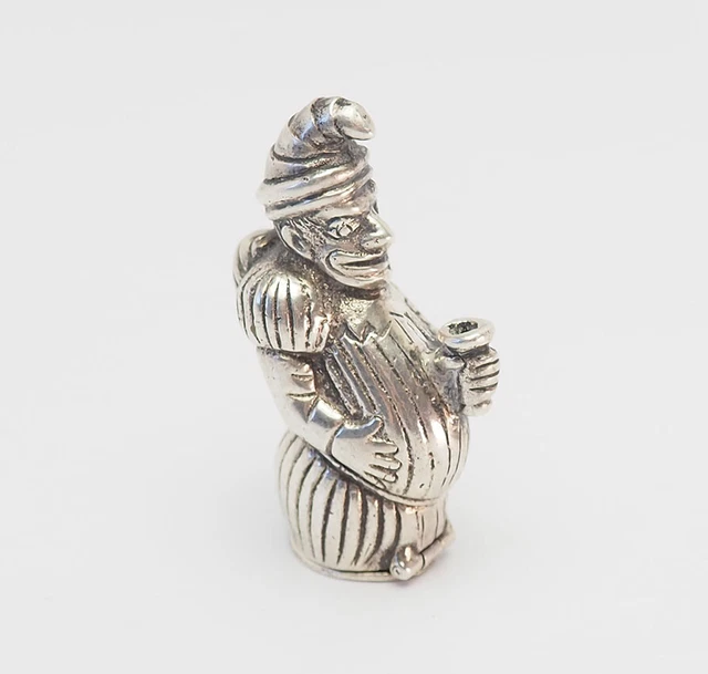 Fun vintage sterling silver Mr. Punch figure matchbox case