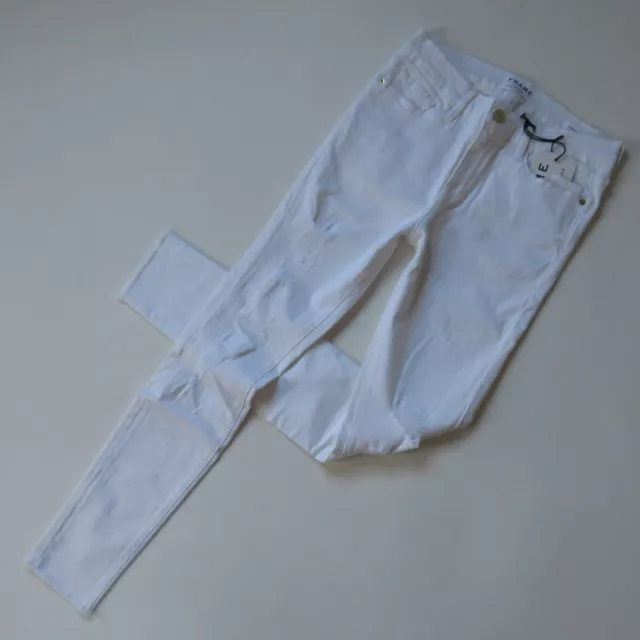 NWT FRAME Le Skinny de Jeanne in Blanc Jefferson Rip Destroyed Stretch Jeans 30