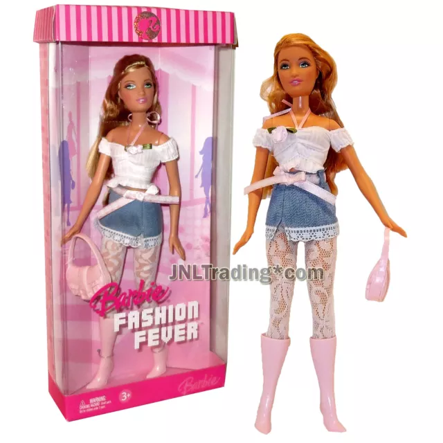 Year 2006 Barbie Fashion Fever Caucasian Doll SUMMER K8419 White Tops Blue Skirt