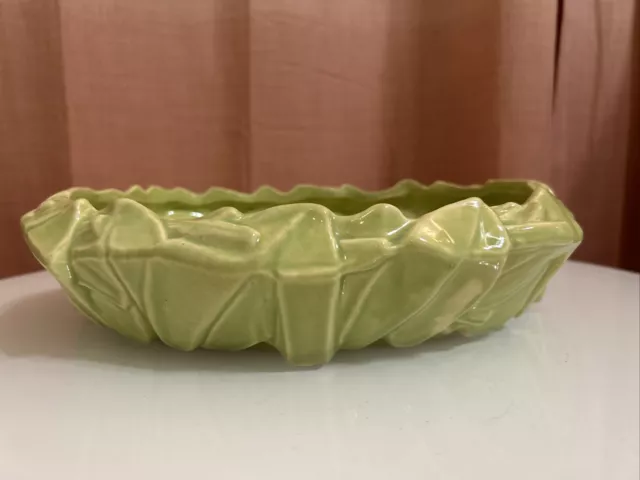 Vintage McCoy Signed Green Planter Console Bowl Oval 11"x8"x3"