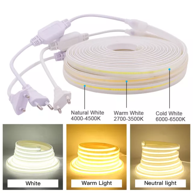 AC 220V 230V Neón COB LED tiras barra cinta tira impermeable luz regulable