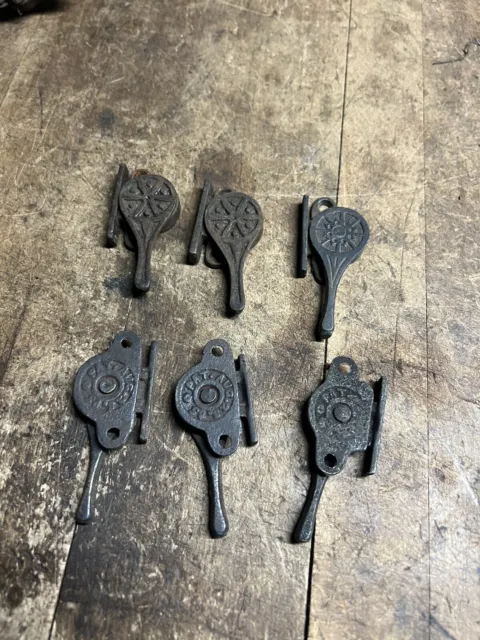 Old Antique Victorian Eastlake Ornate Cast Iron Window Sash Locks Hardware 6 Lot