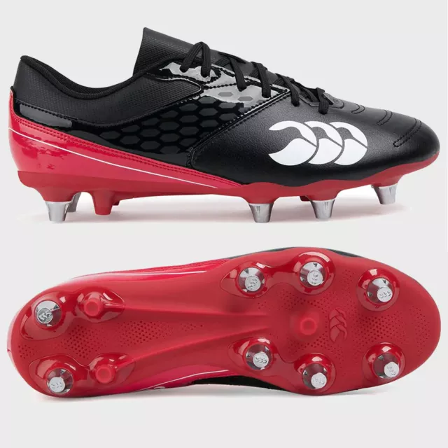 Canterbury Phoenix Raze SG Black Red Rugby Boots - Free P&P