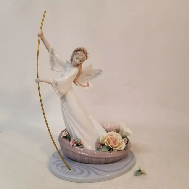 Lladro # 7679-Enchanted Lake Limited Edition Signed Fairy Angel Flowers Boat