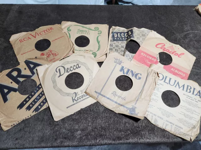 Vintage Lot 78 RPM Paper Record Sleeves Decca King ARA Capitol Columbia Sonora