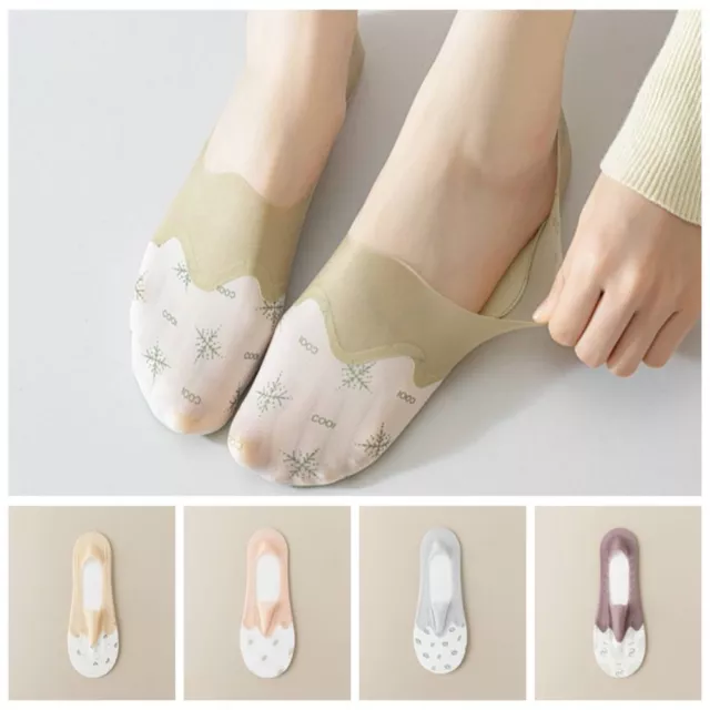 Shallow Mouth Printed Boat Socks Low Tube Ice Silk Socks Sock Slippers  Spring