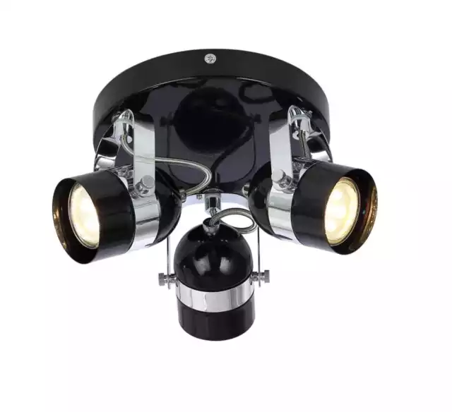 3 Way Ceiling Light Fitting LED GU10 Bulb Adjustable Modern Kitchen Spotlights