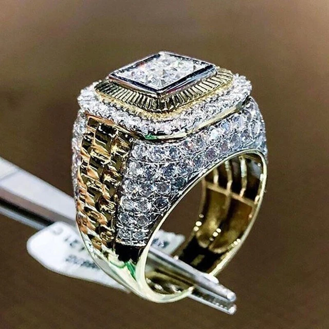 Véritable Moissanite 2.15Ct Coupe ronde Bague de mariage pour homme en...