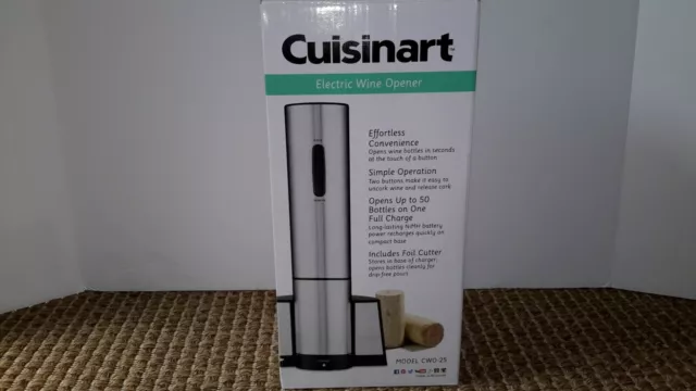 Cuisinart Electric Wine Opener, Stainless Steel - Model CWO-25  - BPA Free - NIB