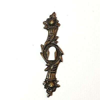 Vintage Ornate Brass Skeleton Keyhole Escutcheon Salvage Hardware 3 7/8"