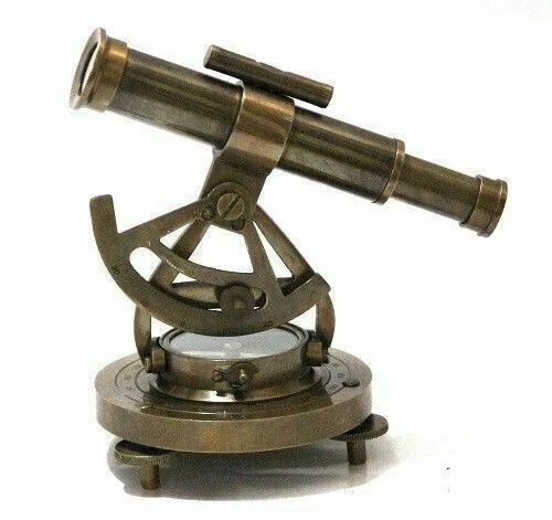 Antique Boussole de poche victorienne nautique en laiton 7,6 cm avec boîte en bois