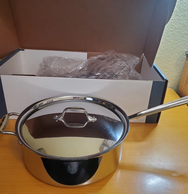 ALLCLAD D3 STAINLESS 6 Qt Deep Sauté Pan 3 Ply Bonding w/ Lid. NIB