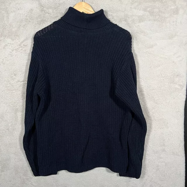 Allen Allen Knit Sweater Turtle Neck Adults S/M Navy Vintage 2