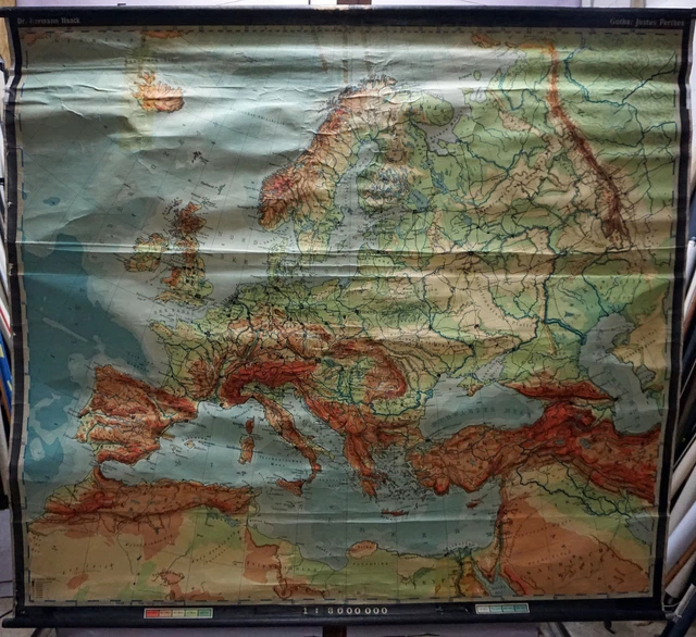 VINTAGE MURAL ROLLABLE Map of Bavaria Wall Chart Poster Print £125.66