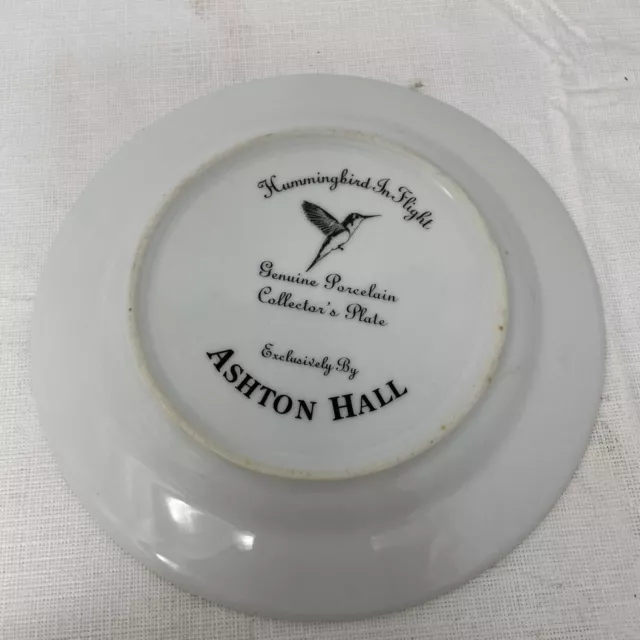 Ashton Hall Hummingbird in Flight Decorative Plate 7" Bird Collectibles Cottage 3